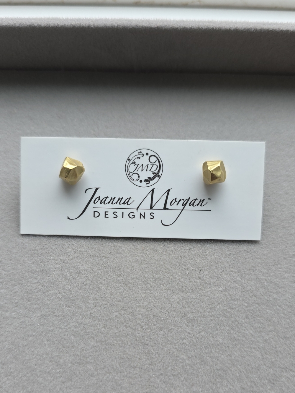 Gold Faceted Stud Earrings